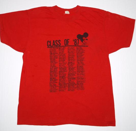 Vintage Class of 1987 Red Mickey Mouse School T-Shirt
