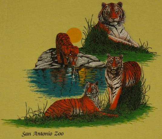 Vintage 80s San Antonio Zoo Tiger Yellow t-shirt 1980s