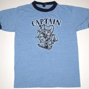 Vintage 1980s Captain Heather Blue Ringer T-shirt