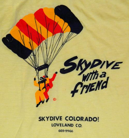 Vintage 1980s Sky Diving Parachute Colorado T-Shirt 80s