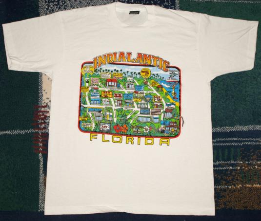 Vintage Indialantic Florida Cartoon Travel T-Shirt