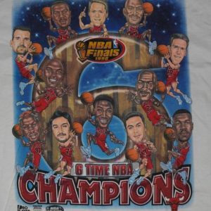 VTG 90s CHICAGO BULLS Champs Caricature T-Shirt Deadstock