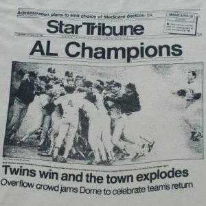 Vintage 1987 MINNESOTA TWINS World Series Champion T Shirt