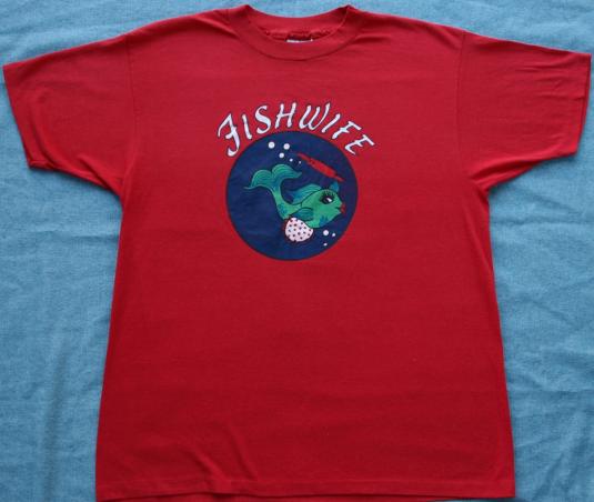 Vintage 1980s Red FISHWIFE T-Shirt Fish