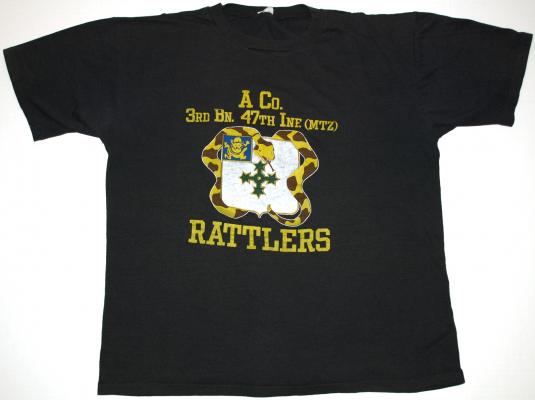 VTG 80s 3rd BN 47 Infantry US ARMY Rattlers Military T-Shirt