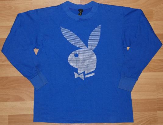 Vintage 1980s Playboy Bunny Blue Logo Long Sleeve Shirt