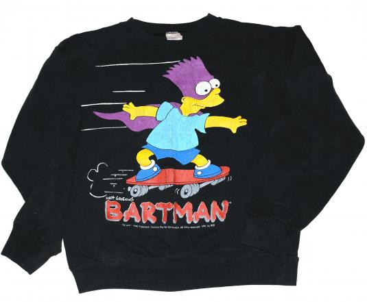 Vintage 1990 The Bartman Bart Simpson Skateboard Sweatshirt