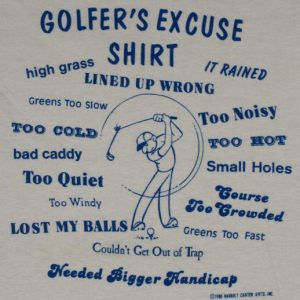 VTG 1980s Golfers Excuses Ringer T-Shirt White Golf Funny