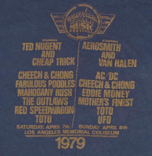 VTG 1979 California Music Festival T-Shirt Van Halen AC/DC