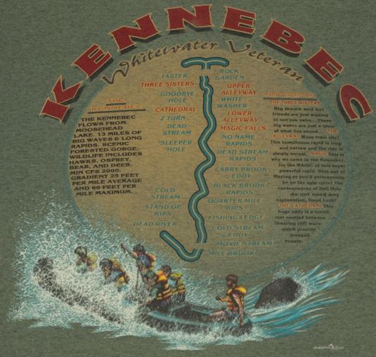 Vintage 1990s Kennebec River Main Whitewater Rafting T-Shirt