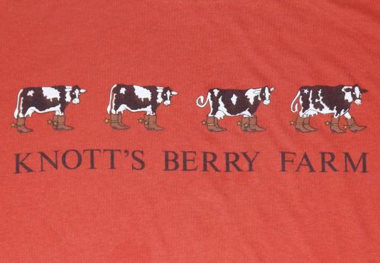 Vintage 1980s Knotts Berry Farm Cow Orange T-Shirt