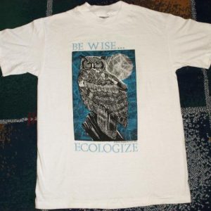 Vintage 90s 1992 Owl Earth Friendly Ecology T-Shirt