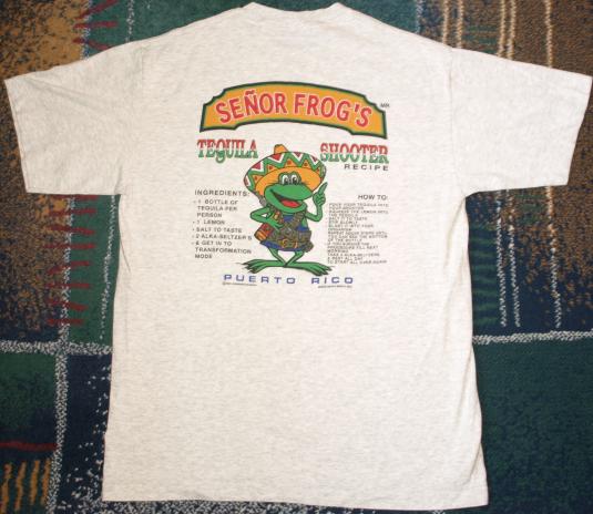 Vintage Senor Frogs Tequila Shooter Puerto Rico T-Shirt