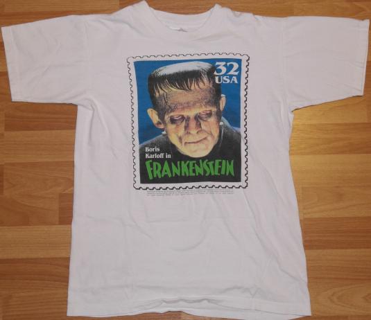 Vintage Frankenstein Boris Karloff Monster Stamp T-Shirt