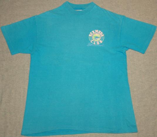 Vintage Aqua Green Blue Bermuda Club Beach T-Shirt | Defunkd