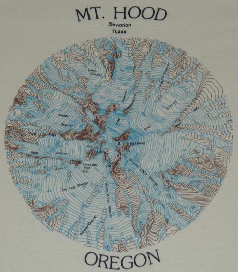 Vintage MT Hood Oregon Elevation Map T-Shirt