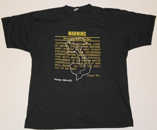 Vintage VIET NAM Veteran Warning Black T-Shirt NEVER WORN