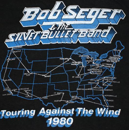 Vintage 1980 BOB SEGER Against The Wind Concert Tour T-Shirt