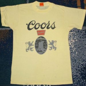 Vintage Coors Beer Advertising Yellow T-Shirt Soft Thing 80'