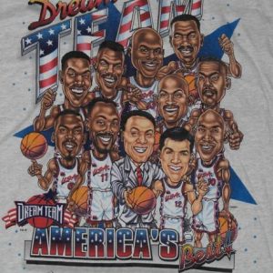 VTG 90s USA DREAM TEAM Olympic Caricature T-Shirt DEADSTOCK