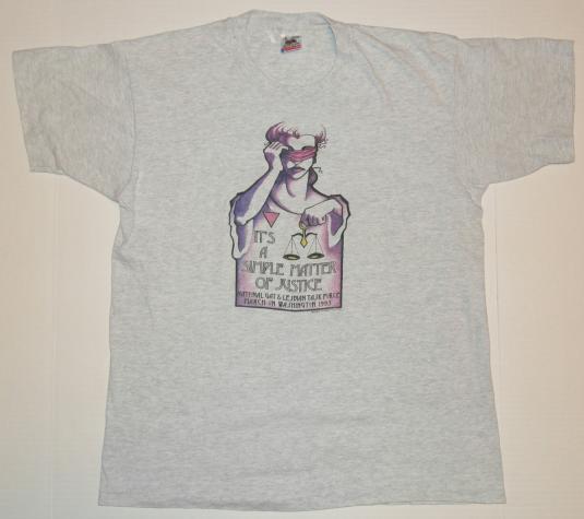 Vintage 1993 Gay & Lesbian Washington March Justice T-Shirt