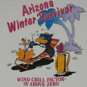 Vintage 1986 Arizona Winter Penguin T-Shirt 1980s Travel