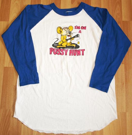 Pussy Hunt Dirty Mouse Raglan Baseball Shirt Iron-On