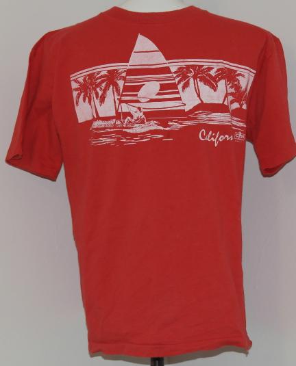 Vintage 1980s California Surfer 1985 Red T-Shirt Beach