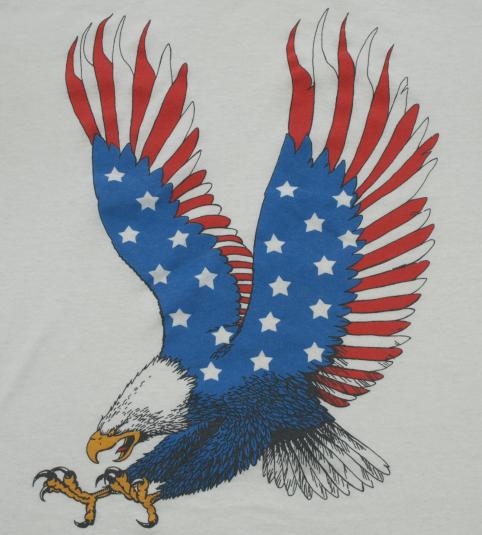 Vintage Bald Eagle American Flag Red White Blue T Shirt