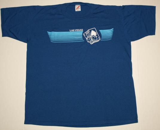 Vintage 1980s Las Vegas Nevada Blue T-Shirt Soft Thin