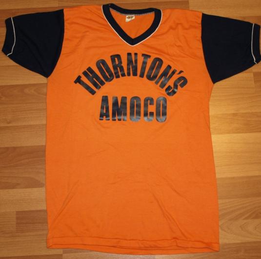Vintage 1970s Orange Amoco Jersey T-Shirt