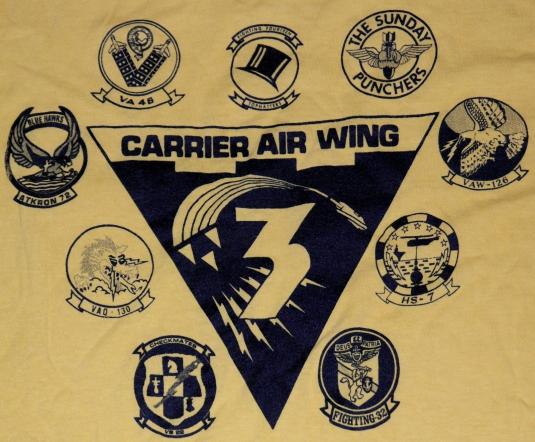 VTG 80s USN Navy Carrier Air Wing 4 Battle Axe Carrier Shirt