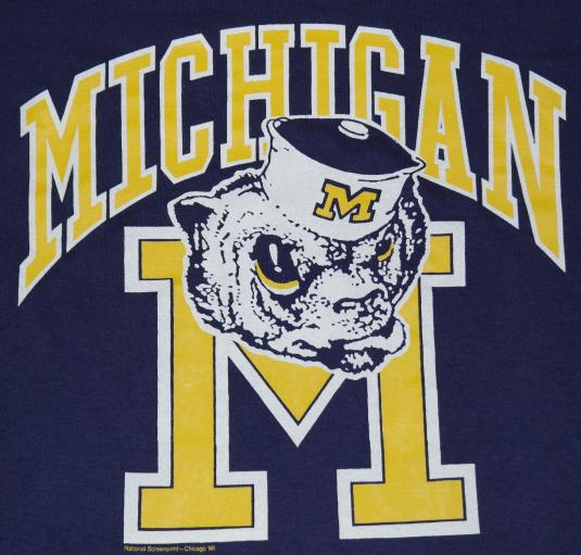 Vintage 1980s University Michigan Wolverines Blue T-Shirt