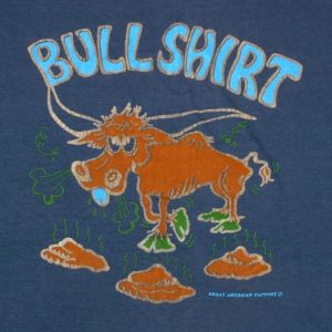 Vintage 1970s Bull Shirt Soft Thin Blue T-Shirt