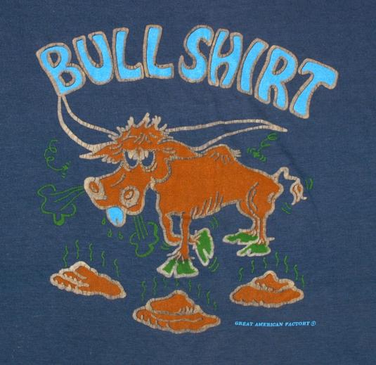Vintage 1970s Bull Shirt Soft Thin Blue T-Shirt