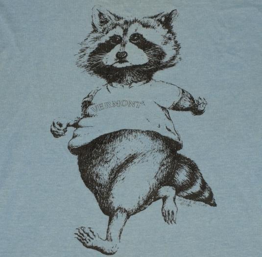 Vintage 80s 1982 Vermont Animated Raccoon T-Shirt