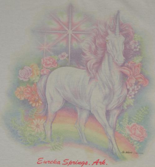 Vintage Eureka Springs Arkansas Unicorn Rainbow 1990s 90s t-