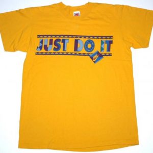 VTG 90s NIKE JUST DO IT Yellow Grey Tag Red Swoosh T-Shirt