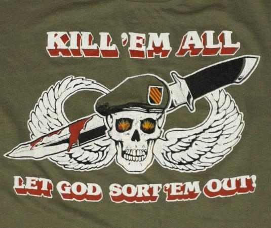 Vintage Military Skull Kill ’em All Let God Sort Them Out