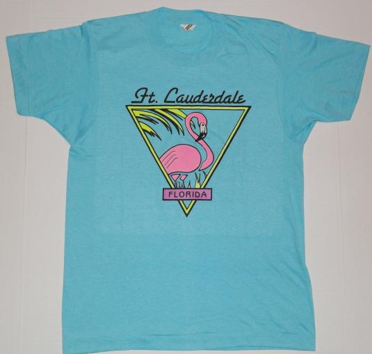 Vintage 1980s Florida Pink Flamingo Screen Stars T-Shirt