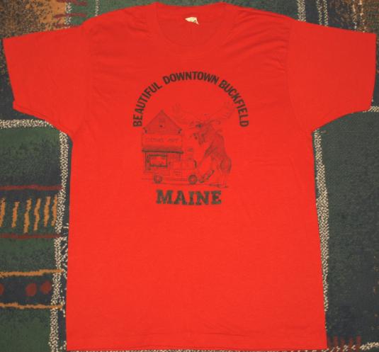 Vintage 1980s Buckfield Maine Moose Cartoon T-Shirt