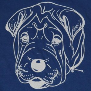 Vintage 1980s Shar Pei Puppy Dog Tee T-Shirt Blue