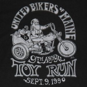 Vintage 1990 United Bikers of Maine Santa Claus T-Shirt