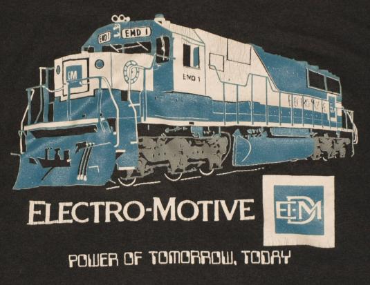 Vintage 1980s Electro Motive Train Railroad T-Shirt
