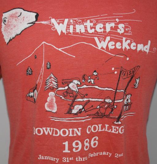 VTG 1980s Bowdoin College Winter Weekend Polar Bear T-Shirt