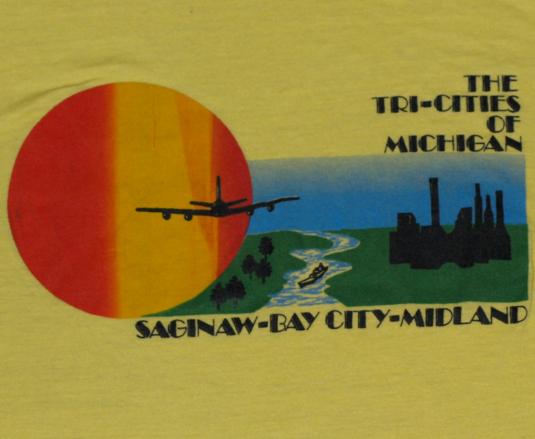 VTG 1980’s Michigan Bay City Saginaw Sunset Sunrise T-shirt