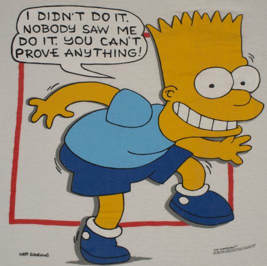 Vintage 1990 BART SIMPSON You Can’t Prove Anything T-Shirt