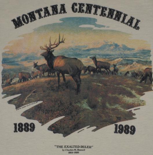 Vintage 1980s Montana Centennial Elk T-Shirt 80s Tee