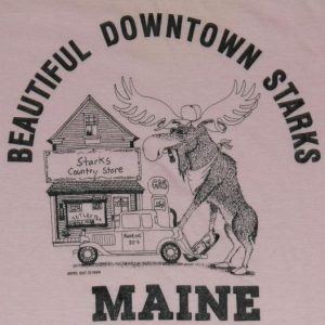 Vintage 1980's Starks Maine Moose T-Shirt Pink