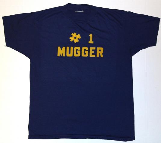 Vintage #1 Mugger Navy Blue Soft Thin T-Shirt 1980s